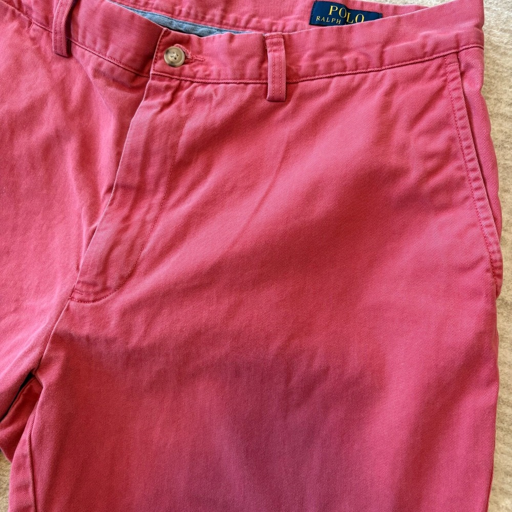 VTG Polo Ralph Lauren Shorts Men's 36 Chino Coral Pink Flat Front Active Walking - Picture 2 of 7